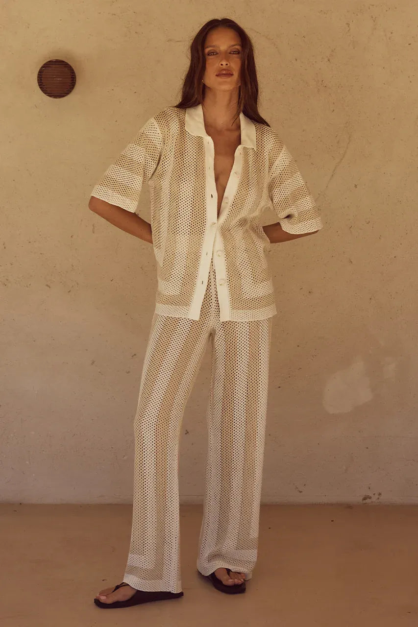 Ziggy Pant - White/Sand