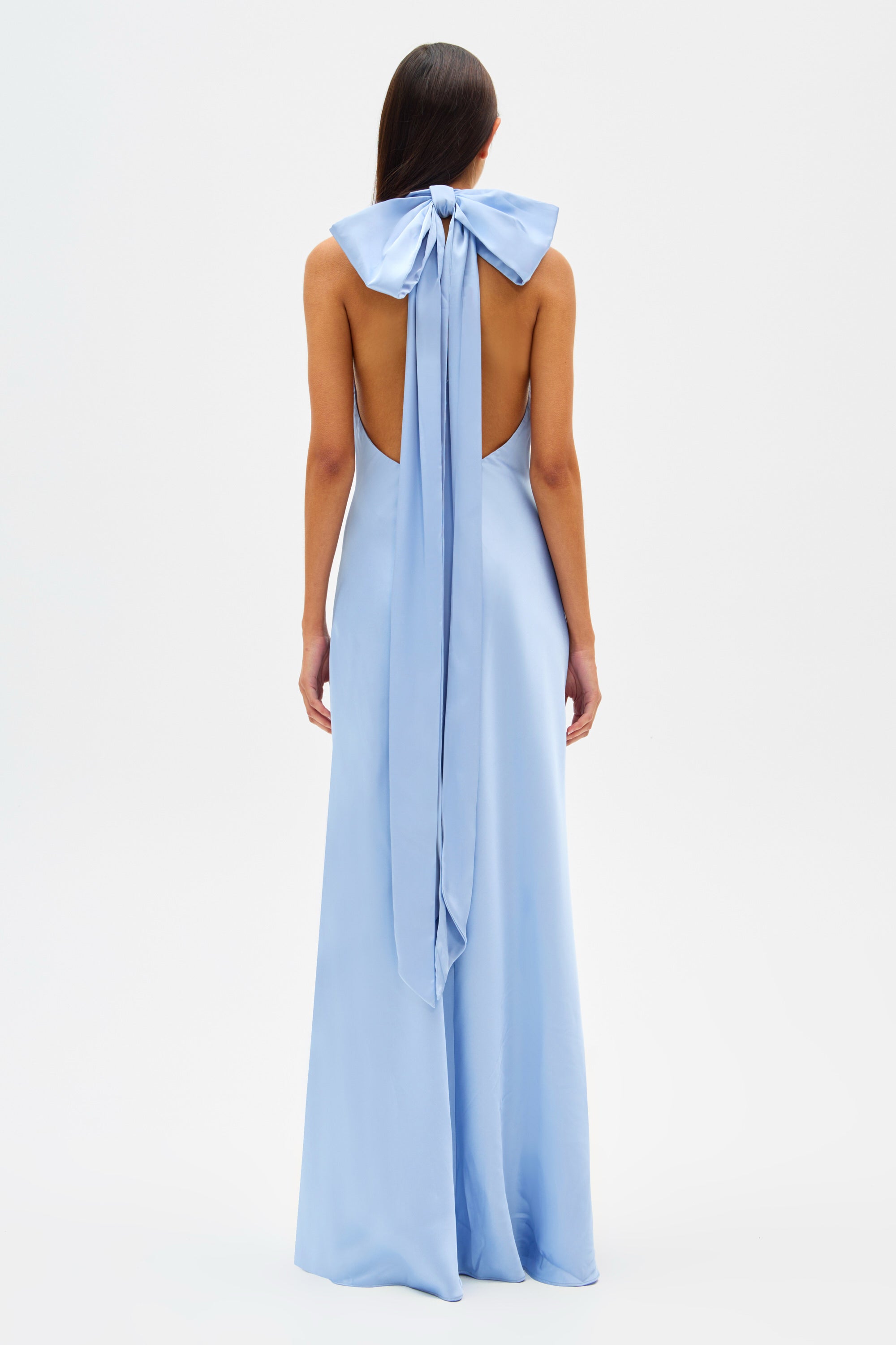 Evianna Satin Maxi Dress - Baby Blue
