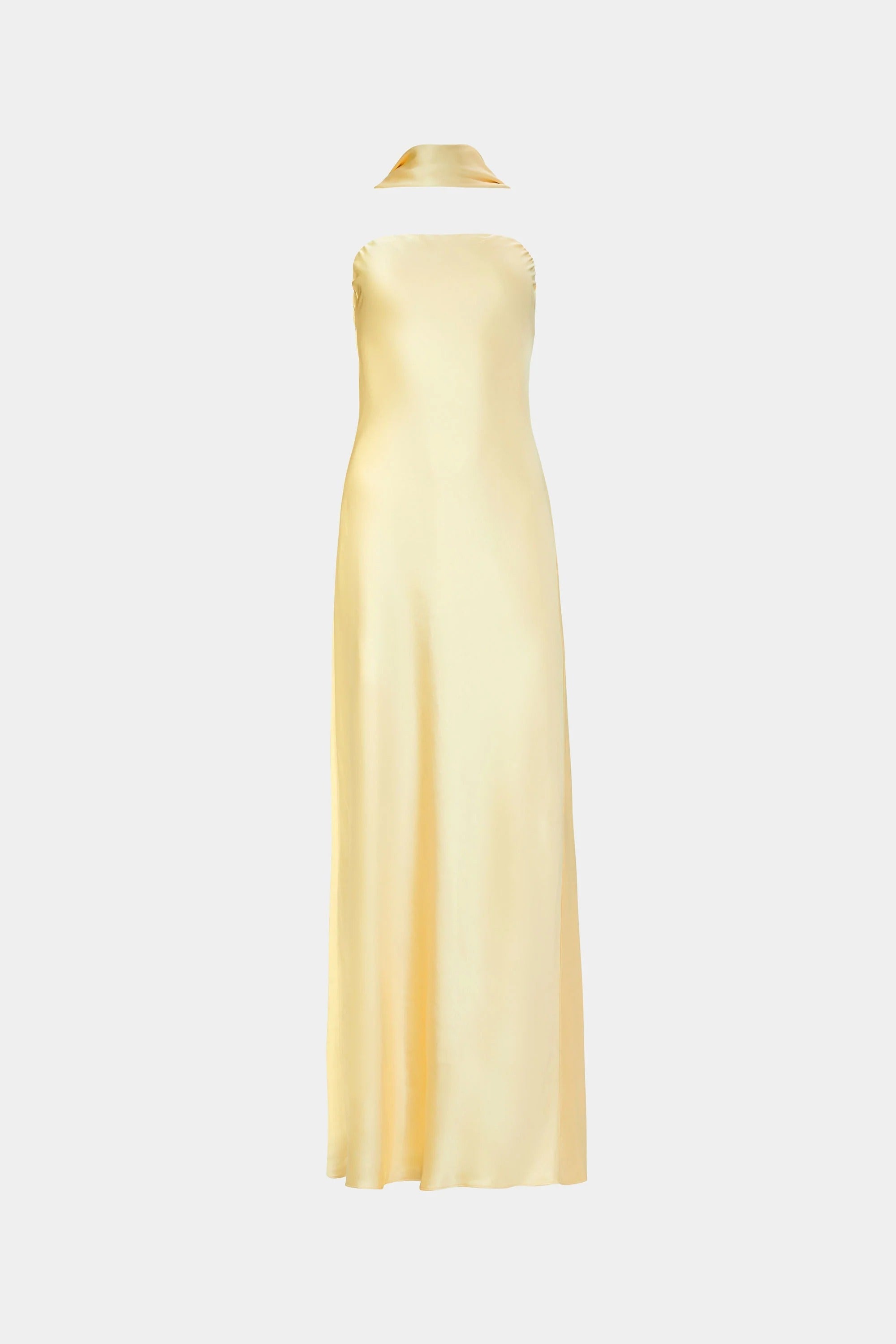 Misha Lilia Satin Gown - Soft Yellow