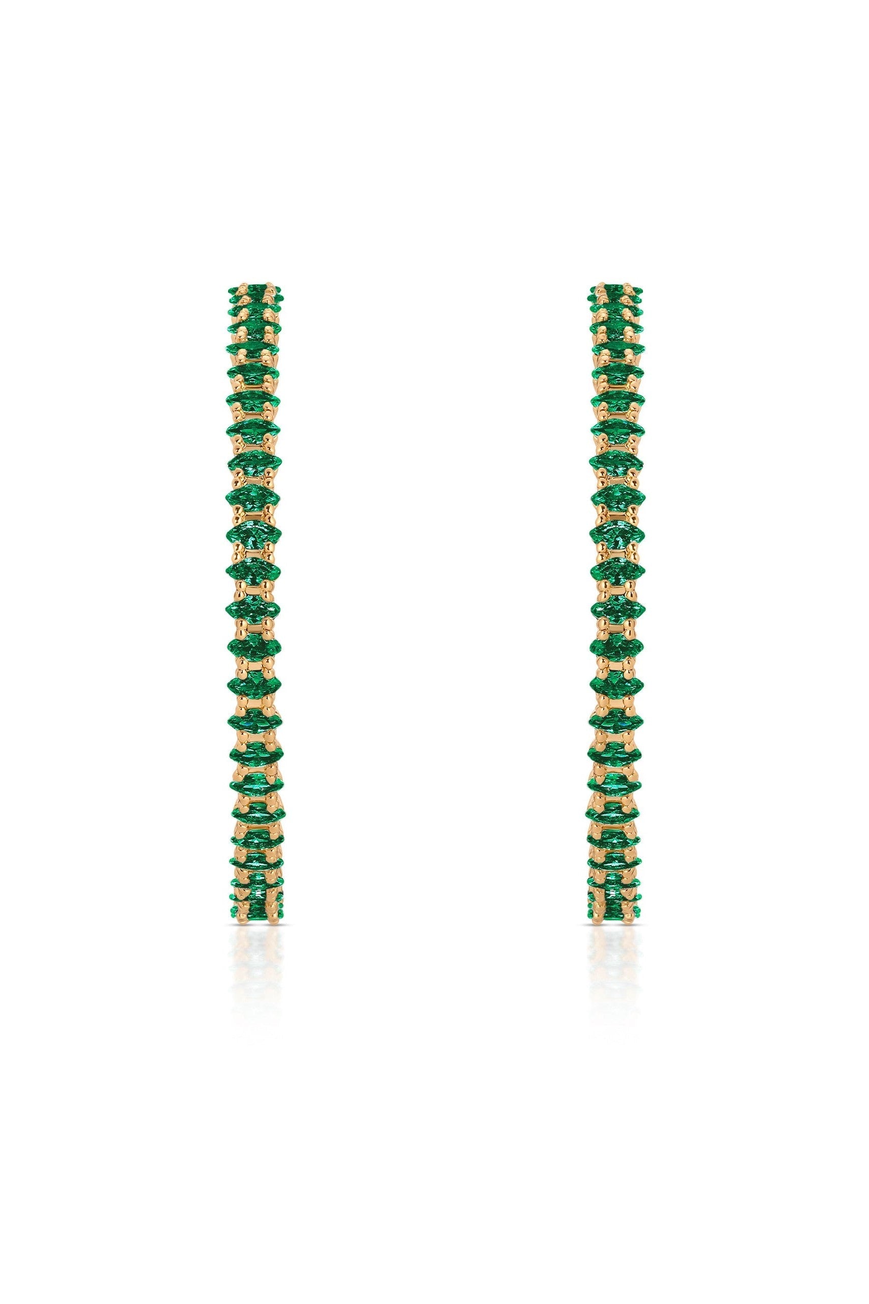 Emerald Marquise Hoop Earrings