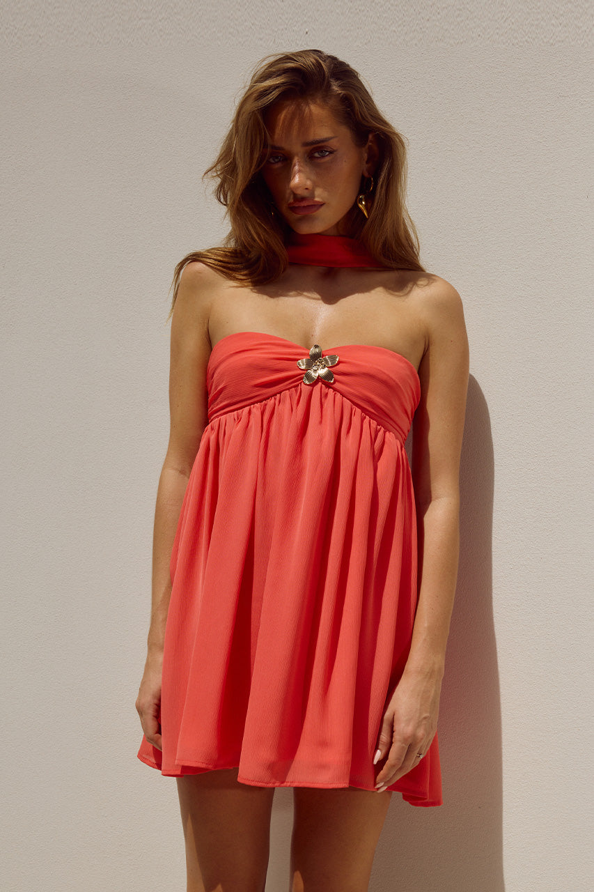 Haven Mini Dress - Coral