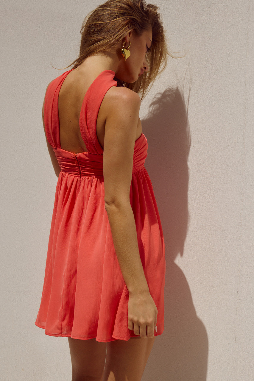 Haven Mini Dress - Coral