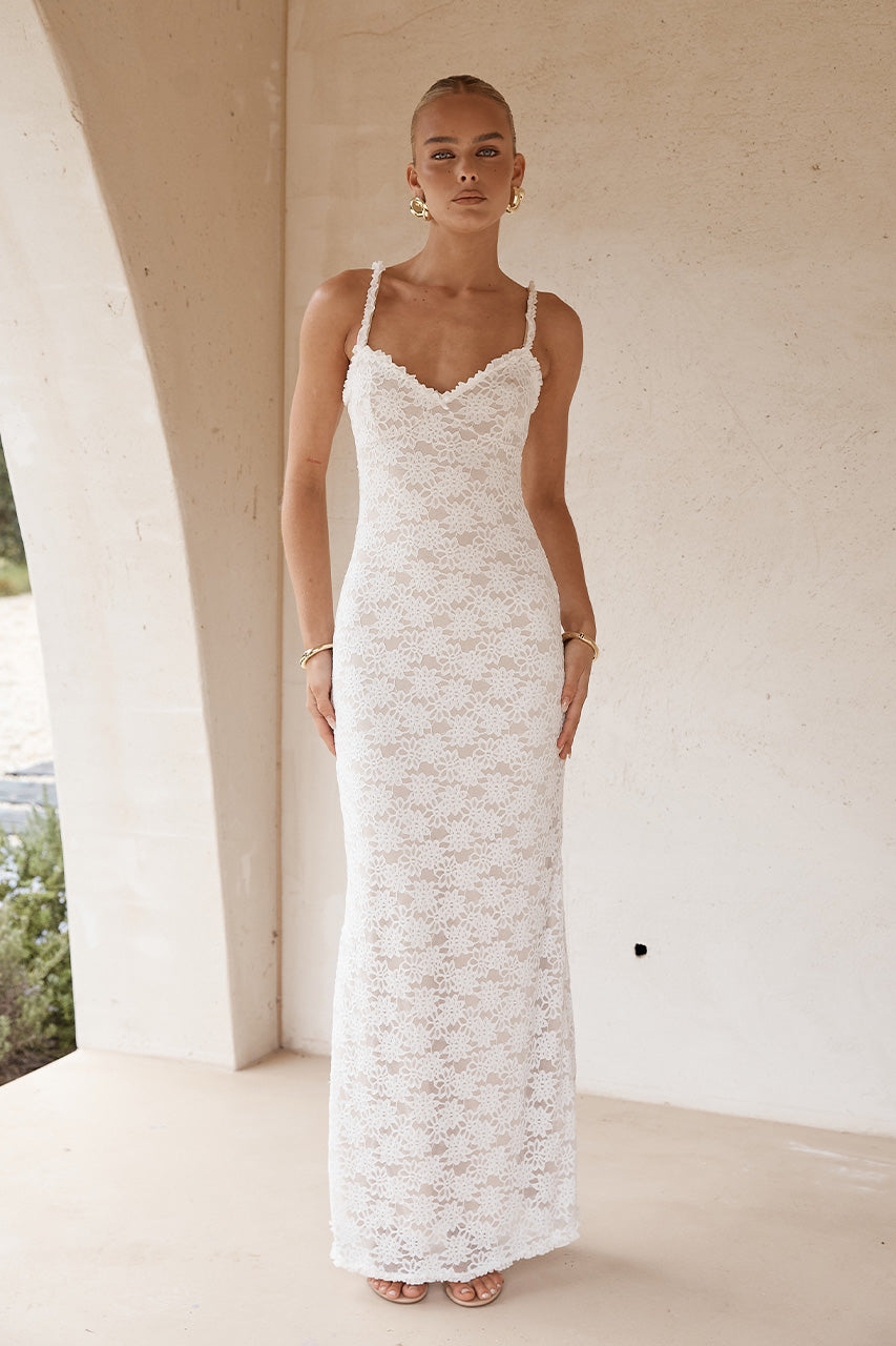 Sarta Lace Maxi Dress - White