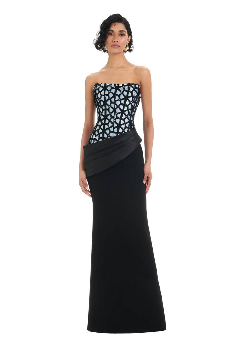 Sidonia Gown - Black/Blue