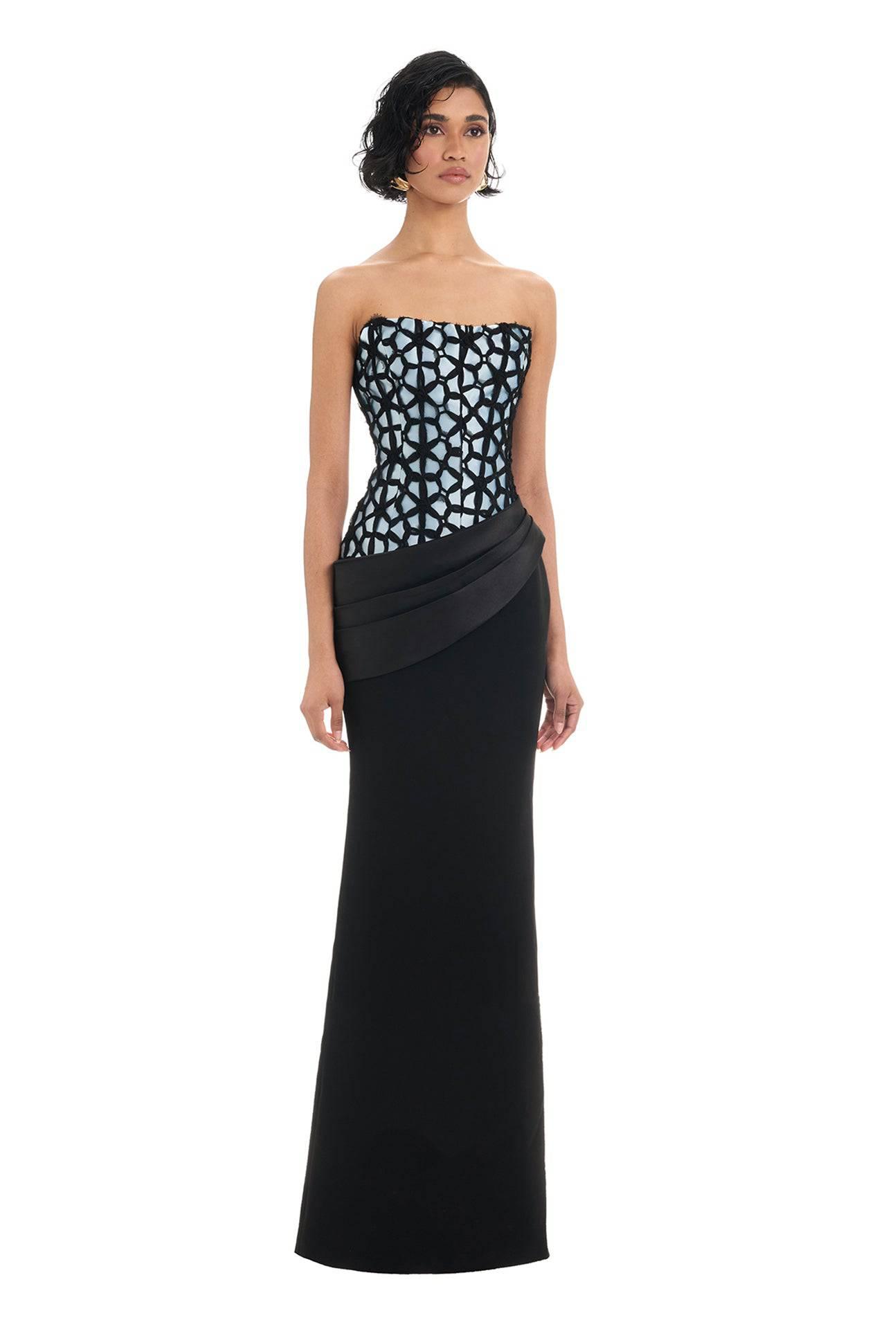 Sidonia Gown - Black/Blue