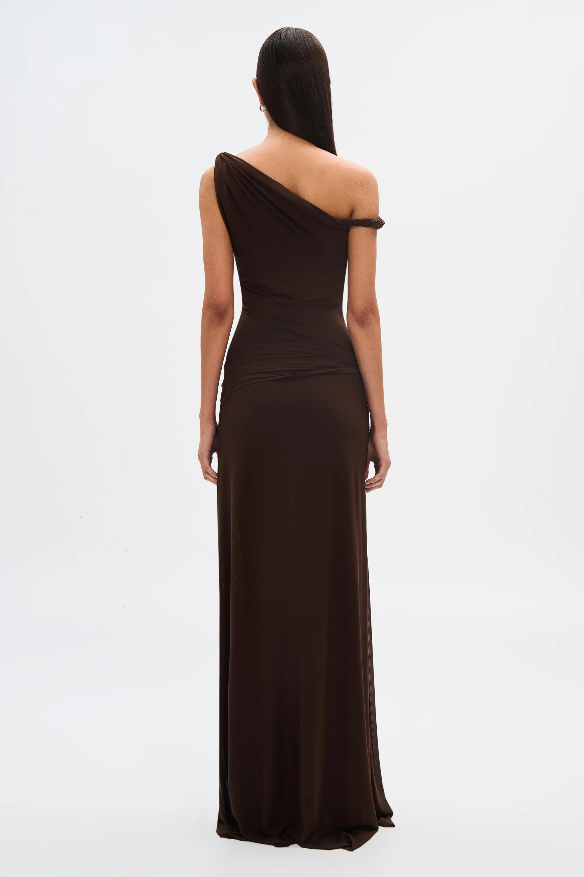 Misha Sisal Mesh Maxi Dress - Espresso