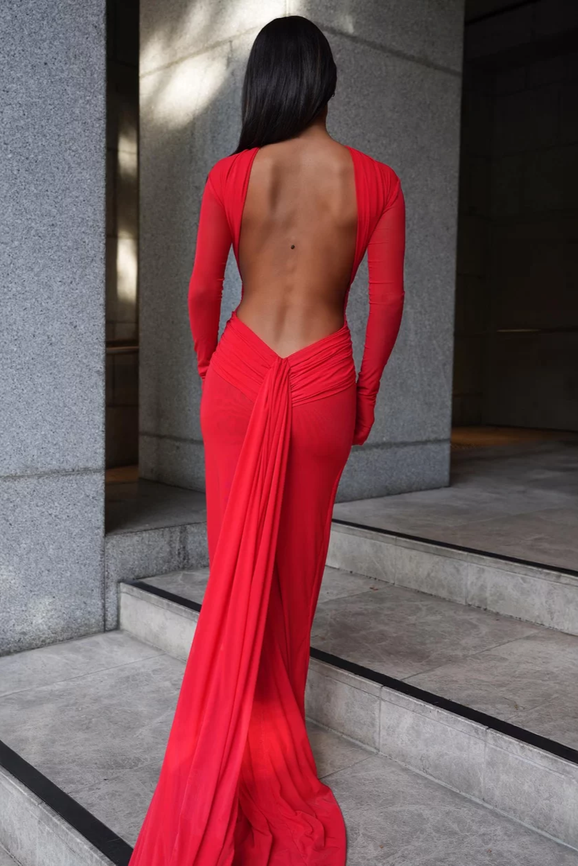 Monaco Gown - Cherry Red