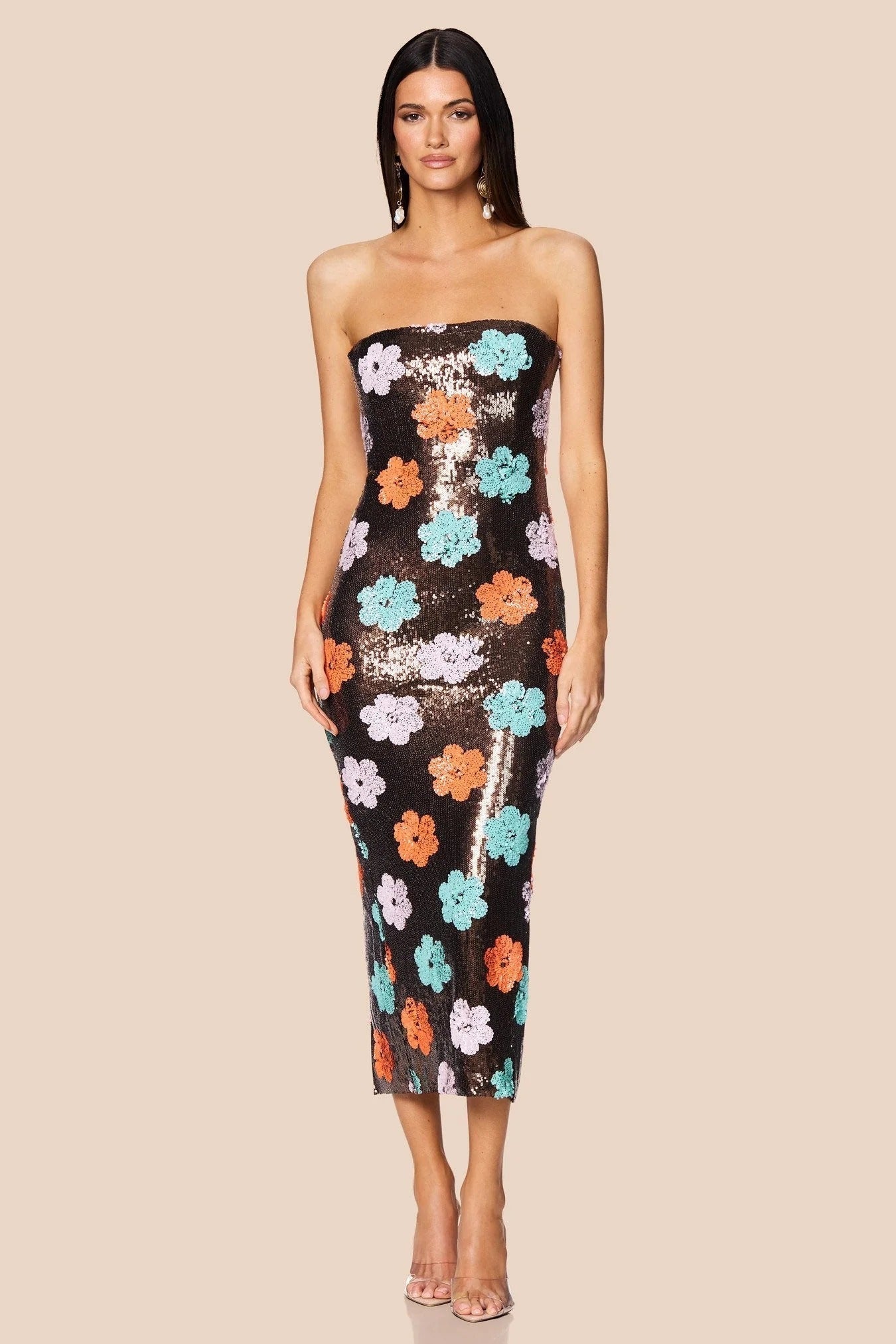 Nookie Sienna Midi Dress - Floral Sequin