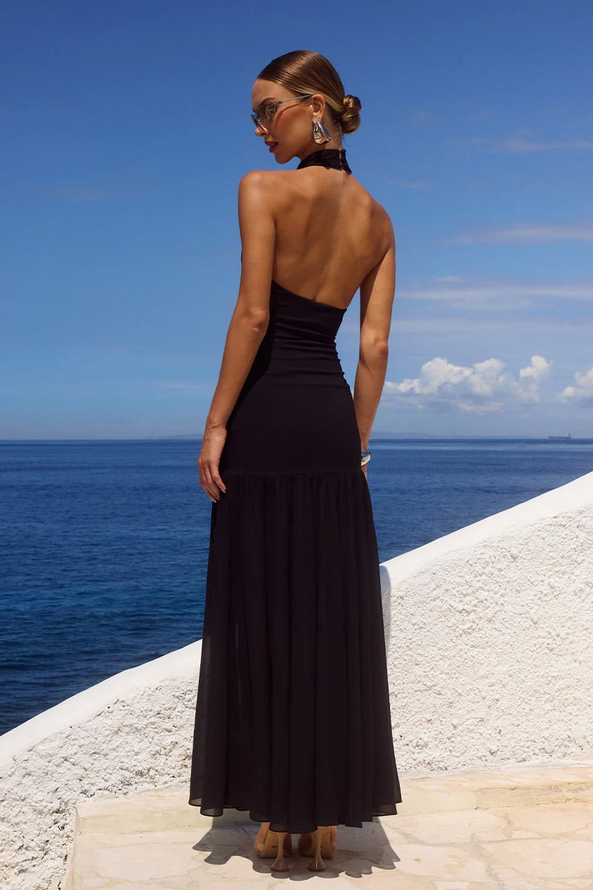 Yazmin Halter Maxi Dress - Black