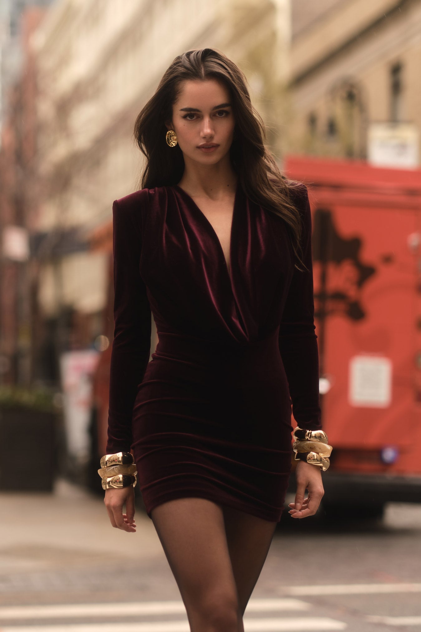 Nookie Nina Long Sleeve Mini Dress - Mulberry